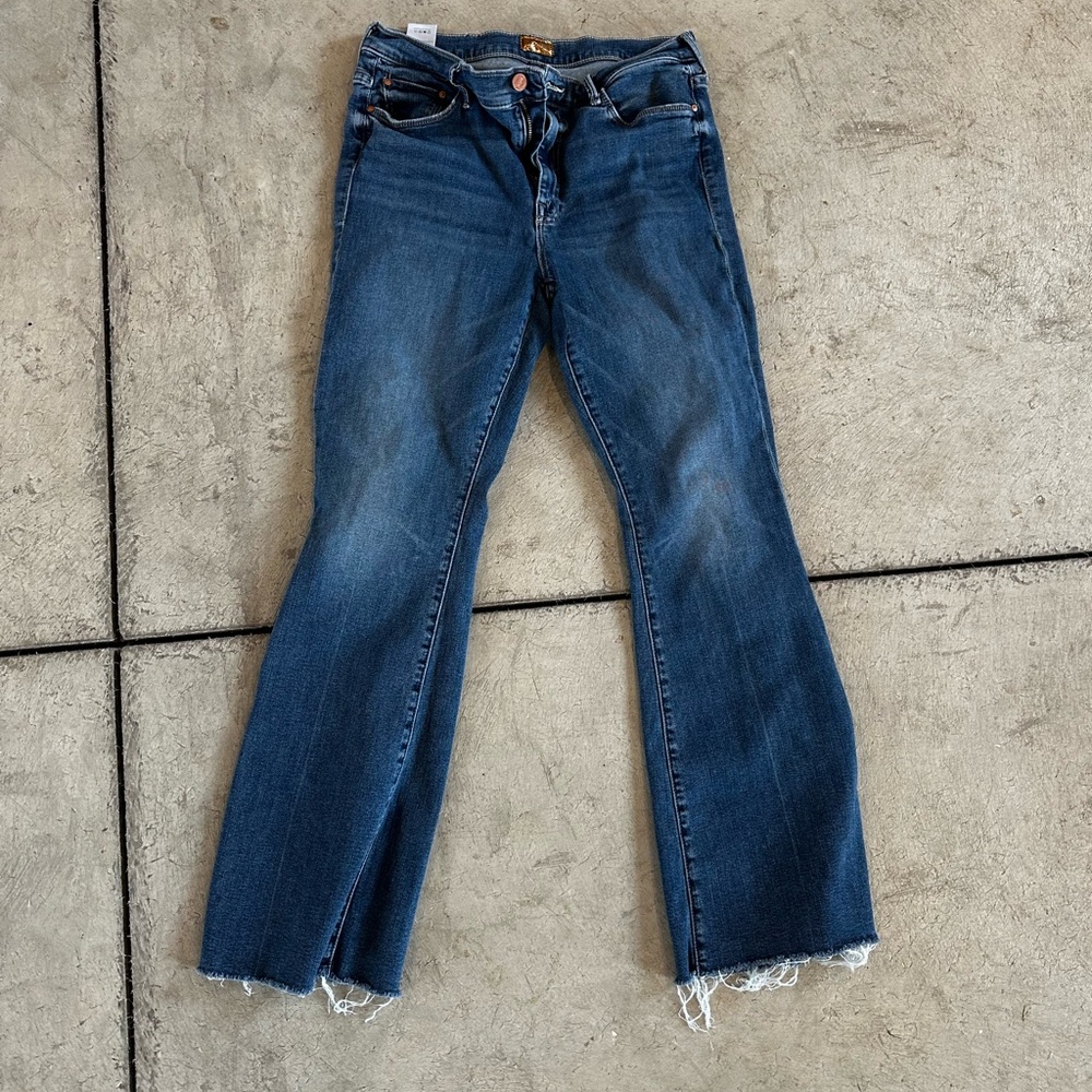 MOTHER Blue Ankle Cropped Jeans